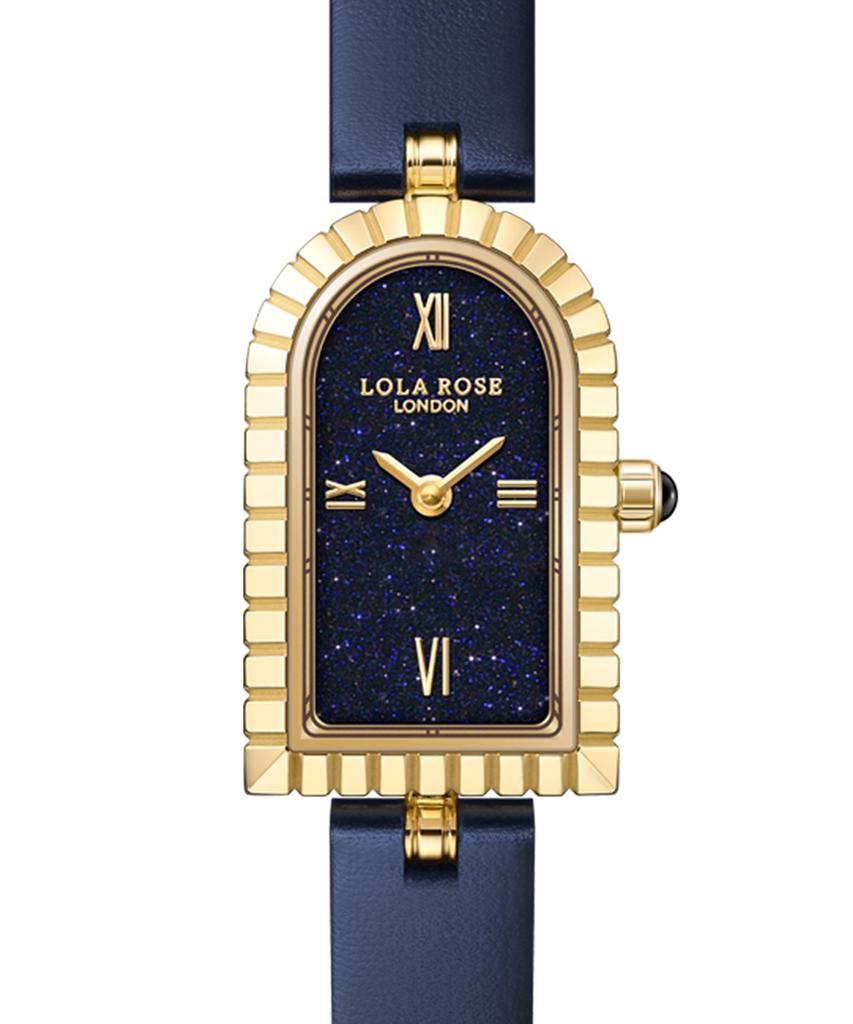 Lollalojeu Arch Blue Sandstone Navy Leather Strap Women'S Wristwatch