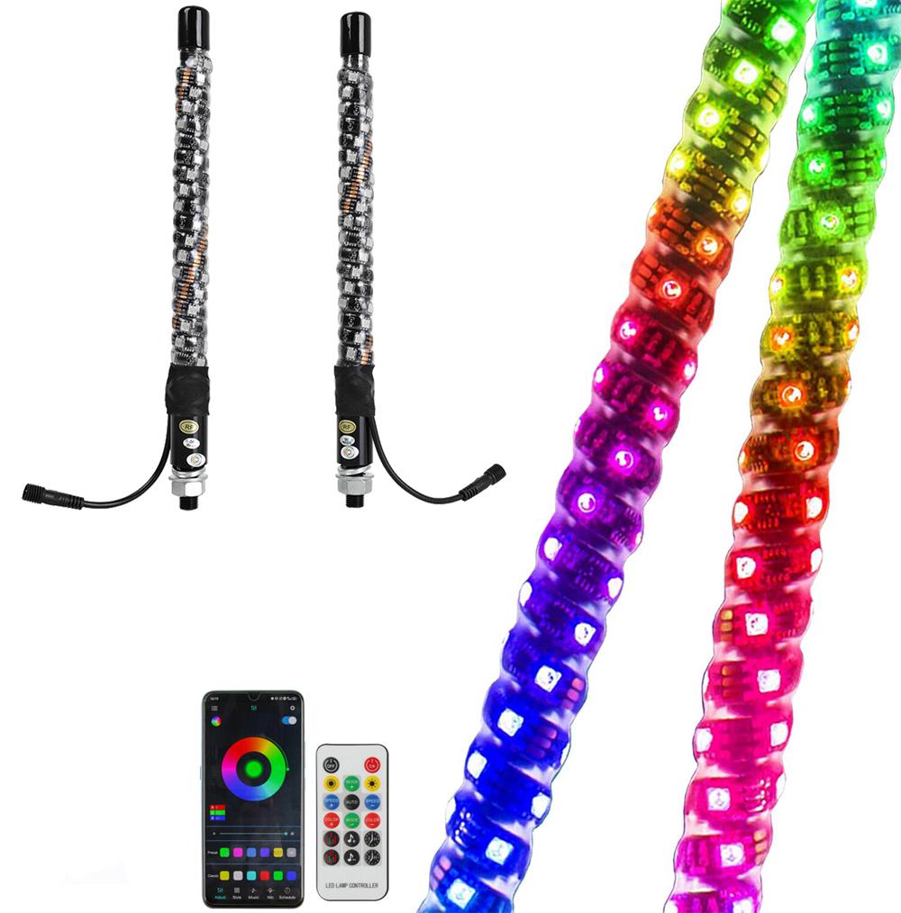 RGB Spiral Whip Light Pair for Truck SUV Jeep