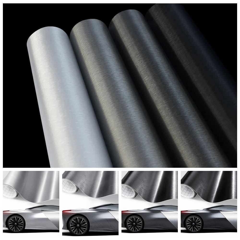 ПВХ Наклейки на Авто Матовые Текстура Brushed Aluminum Водонепроницаемые Металлик Премиум Стайлинг Авто Серебристые Наклейки Крутые Черные Серые
