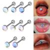 Iridescent Multi-Color Stainless Steel Tongue Ring - Removable Threaded Piercing Jewelry, Hot Girl Style.