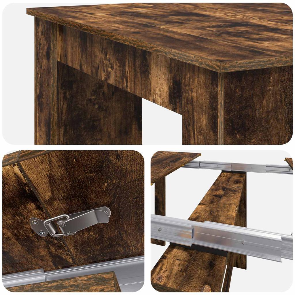 Dining Table 180 x 85 x 75 cm Wood Based Material Smoked Oak