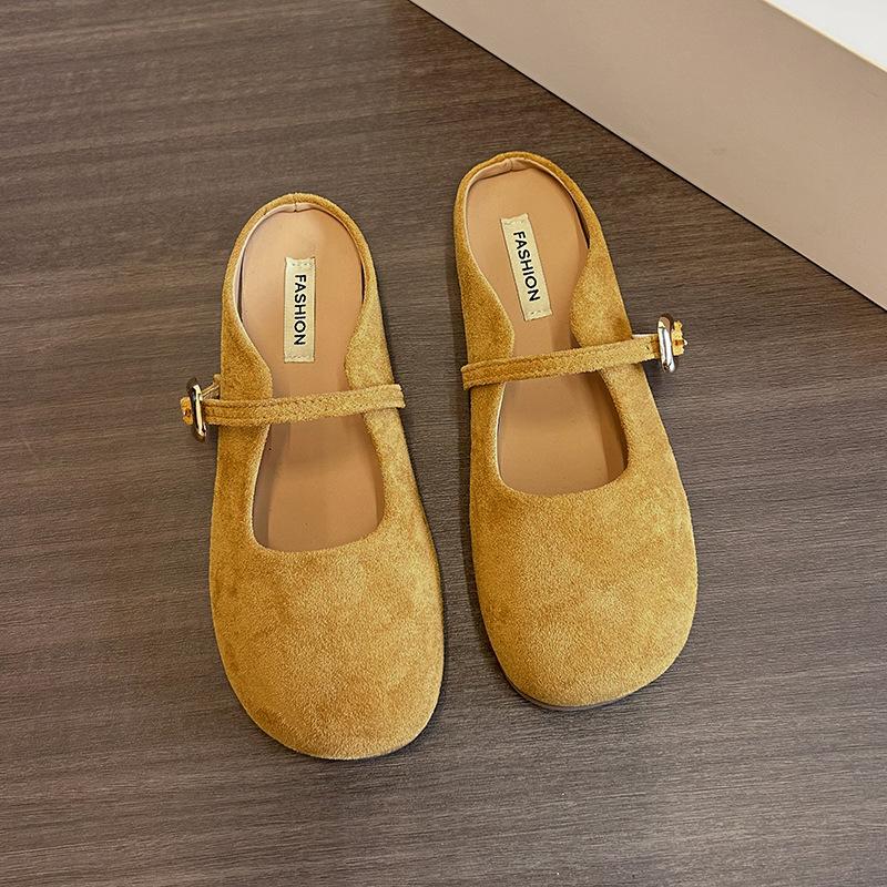 Lightweight and Breathable Retro French Flat-bottomed Slippers Women's 2025 New Spring Versatile One-pedal Slippers
