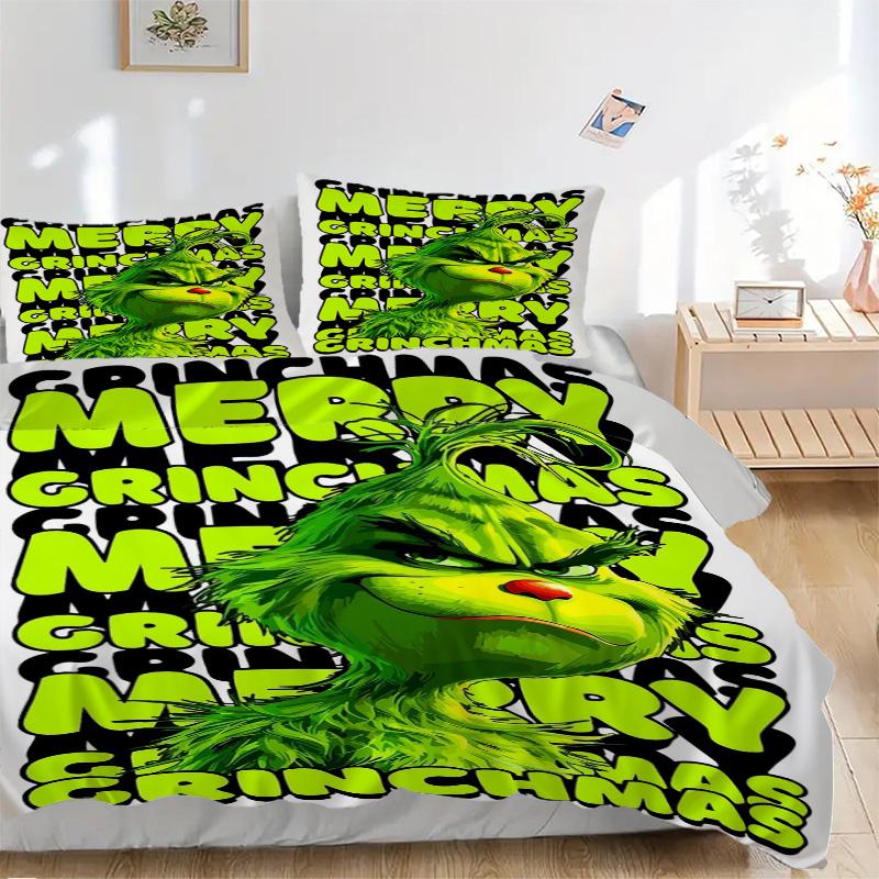 Grinchmas Mood Bedding 3 Piece Set Hd Print Duvet Cover Pillowcases For Teens Adult Bedroom Decoration Christmas Gift C9211471