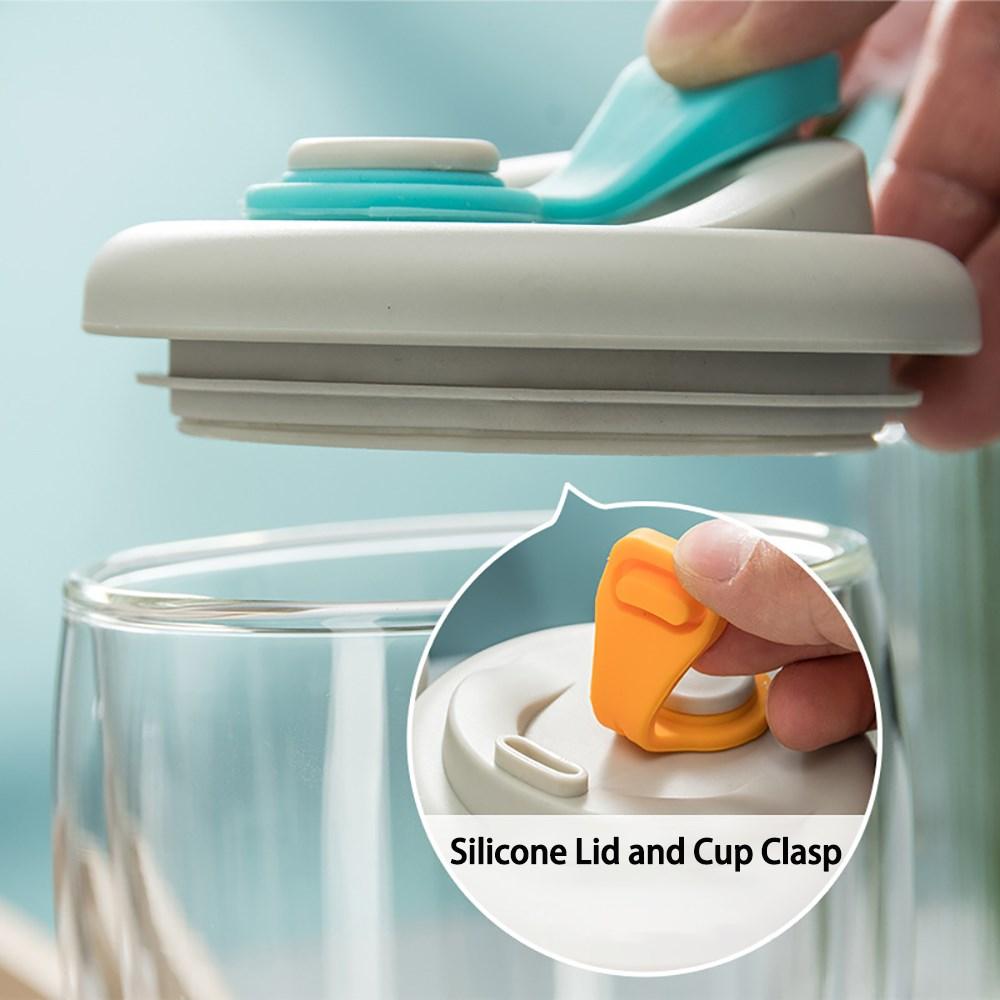 Симпатичная портативная чашка для воды, стеклянная чашка с двойными стенками и герметичной крышкой, прозрачные изолированные кофейные чашки, кружка для молока, чая, сока, посуда