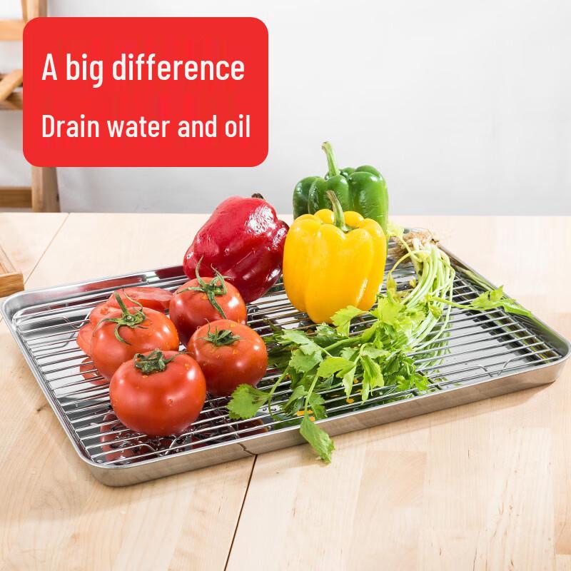 Japanese Style Stainless Steel Fry & Grill Tray with Rack