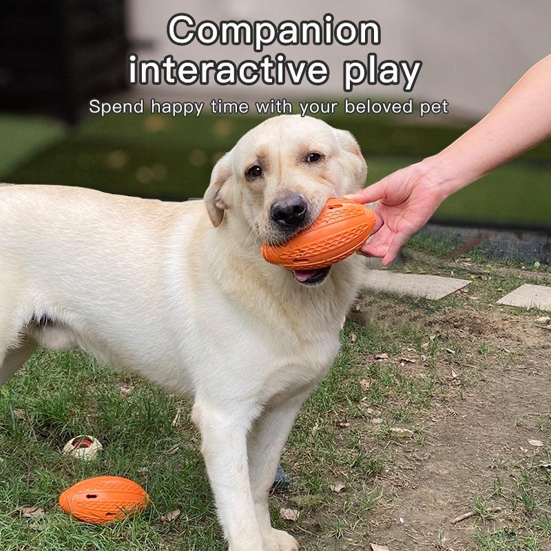 Interactive Durable Pet Toy Rugby Leak Hide Food Dispenser Dog Chewing Treat Toy Ball