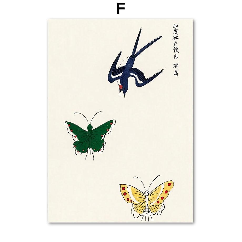 Японский стиль Журавль Ласточка Лебедь Женщина Цветочные постеры и принты Настенная живопись на холсте для гостиной Декоративные фотографии