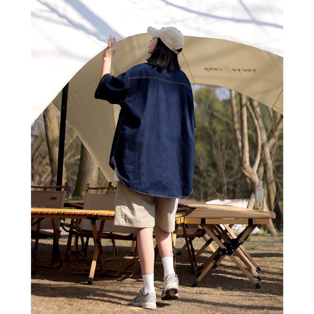 Japanese Retro Fashion Brand Summer Loose Denim Short Sleeved Shirt Artistic Youth Workwear Shirt Men'S And Women'S Layered Jacket