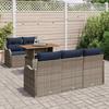Garden Sofa Set 6 pcs Grey and Navy Blue