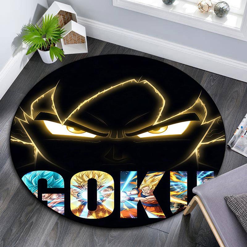 Son Goku pattern round rug,Carpet Rug for Living Room Bedroom Playroom ,Non-slip Floor Mat,Holiday Gifts and Birthday Gifts.