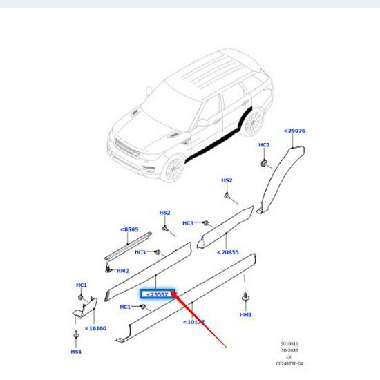 Декоративная накладка на переднюю дверь для Land Rover Range Rover Sport 2014 года, яркая версия (LR044133/LR044130)