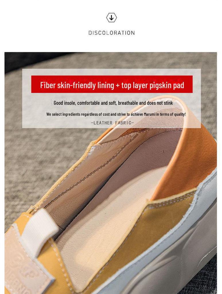 Весна 2025 г., натуральная кожа, белые туфли с круглым носком, дышащая платформа: Повседневный дизайн с мягкой подошвой Two-Wear