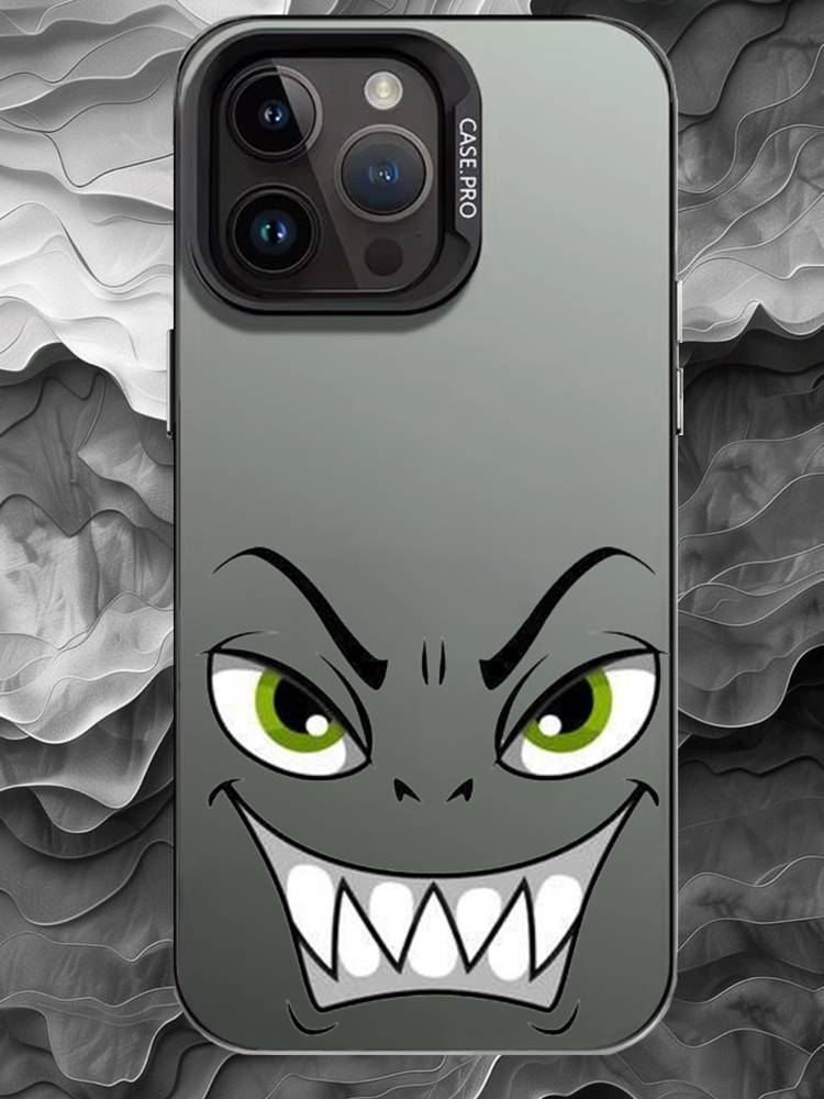 Чехол для телефона с мультяшным выражением лица Для iPhone 17 16 15 14 13 12 11 Pro Max Plus Серебристый Матовый Черный Чехол