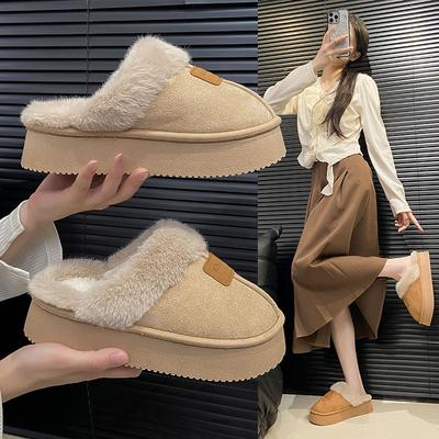 2025 новые утолщенные хлопковые тапочки для девочек, осенне-зимние домашние комнатные нескользящие тапочки на толстой подошве, велюровые, теплые, хлопковые