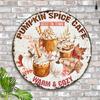 Pumpkin Spice Cafe" Vintage Aluminum Sign 8"x8" Fall Rustic Wall Art, Outdoor & Home Decor Perfect for Garden Farmhouse Bedroom