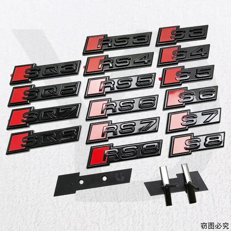 ABS for Audi Sline S3 S4 S5 S6 S7 S8 SQ3 SQ5 SQ7 SQ8 RS3 RS4 RS5 RS7 RS8 Car Front Grille Emblem Badge Sticker Decal Accessories