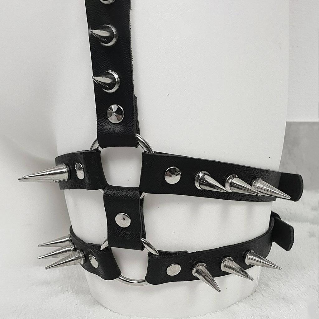 Кожаные портупеи для ног для женщин готические Односторонний ремешок на ногу Регулируемый для вечеринки Косплей кожаная портупея с подвязками
