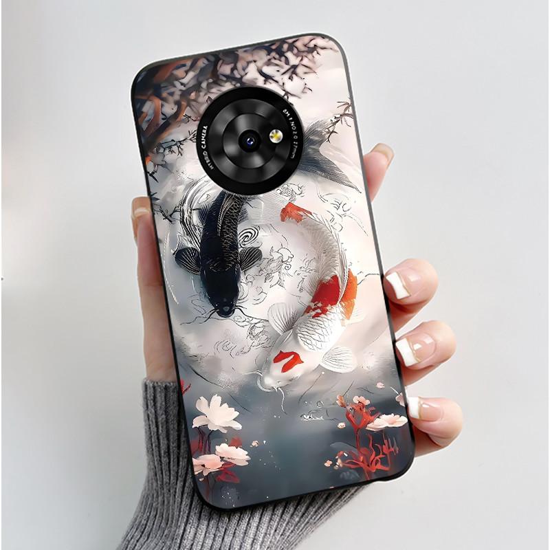 New Unique Cartoon Design Soft Silicone Black Casing For TCL Suixuetang M1 Fluffy Kitten Pattern Shockproof Protective Cover