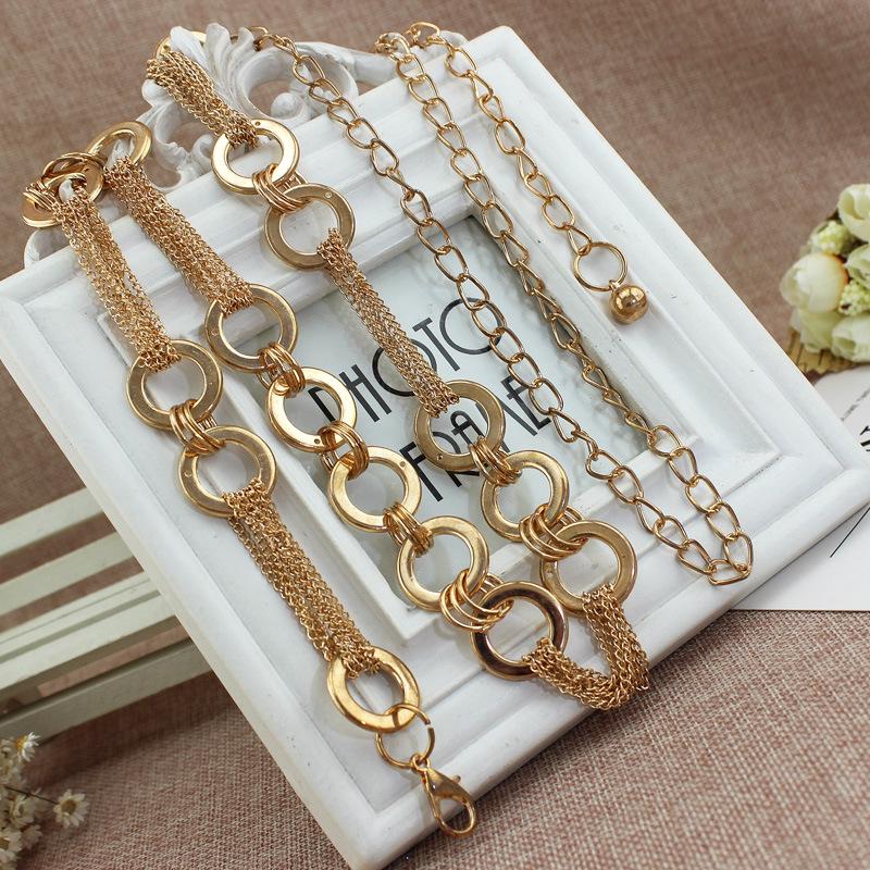 Золотой Тонкий Ремень Женские Аксессуары Платье Женская Металлическая Кольцевая Декоративная Поясная Цепочка