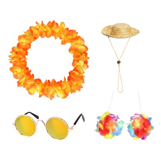 Летние наряды для крыльца гуся, гавайская соломенная шляпа леи, солнцезащитные очки, праздничный костюм для отпуска, пластиковая статуэтка гуся 23"/17", украшение для лужайки и патио