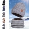 Winter Two-piece Knitted Hat Men's Fleece Cold-proof Hat Scarf Set Baotou Ear Protection Wool Hat