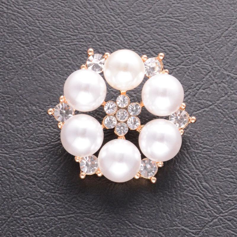 5Pcs Luxury Rhinestone Pearl Flower Shirts Buttons Fashion Bridal Wedding Dresses Decorative Buttons Sewing Apparel Accessories