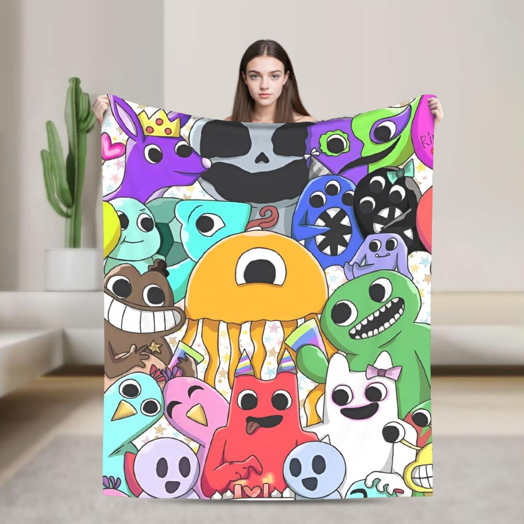 Garten of banban characters Blanket Super Warm Plush Bedding Throws For Couch Chair Airplane Travel Flannel Bedspread Bed Cover