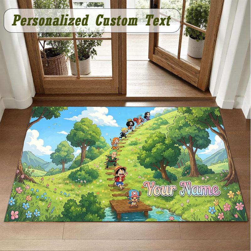 Crystal Velvet Square Rug Custom NameOne Piece Pattern Non Slip Home Floor Decor Rug
