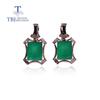 Natural Green Agate Oct 8*10mm Earrings 925 Sterling Silver Fine Natural Gemstone Jewelry for Women Mom Nice Gift