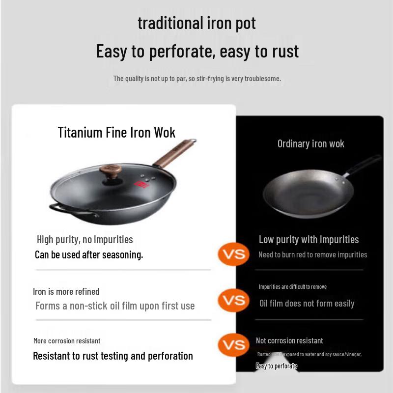 KOBACH 32cm Titanium Non-Stick Iron Wok