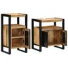 Bathroom Furniture Set 2 pcs Brown Solid Raw Mango Wood