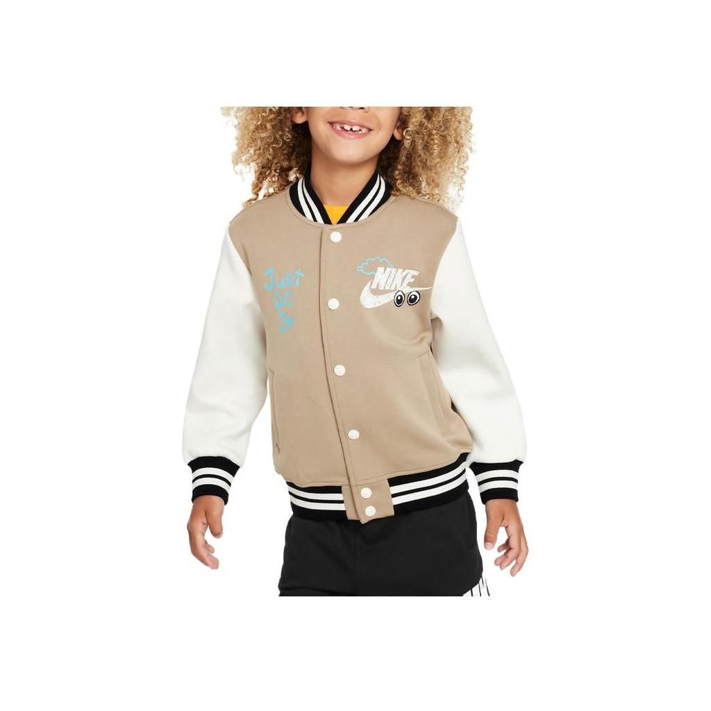 Nike Color Block Letter Print Casual Knit Jacket Kids Jackets Khaki FV3042-247