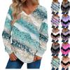 Women's Fashion Casual Long Sleeve Printed V- Neck Sweater Top