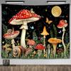 Mushroom Tapestry Moon Star Tapestries Butterfly Snail Frog Tapestrys Aesthetic Room Decor Starry Night Green Plant Tapastrys
