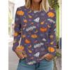 Halloween Women's Long Sleeve Cute Pumpkin Head 3D Pattern T Shirt  Autumn Fashion  Women's Top Harajuku  Pullover Clothing