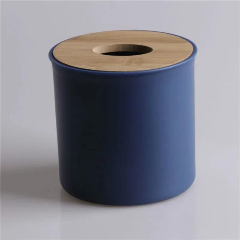 Round Tissue Box Plastic Paper Holder Roll Napkin Storage Household Hotel Car Paper Holder Desk Solid ColorToilet Paper Boxs