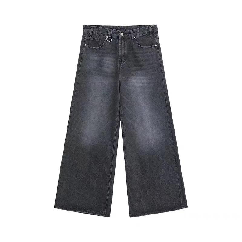 Unisex Retro Vintage Washed Straight-Leg Jeans - Slightly Loose Fit