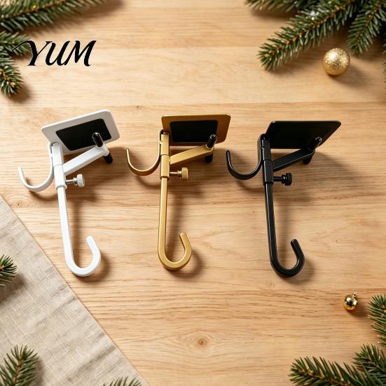 Rental Friendly Door Decor Garland Stocking Hanger, Adjustable No Drilling Christmas Hook, Mantelpiece Decoration Accessory Heavy Duty Metal
