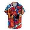 Shirts For Men Music Guitar3d Print Rock Hip Hop Tops Male Clothing Short Sleeve V-Neck Beach Shirts