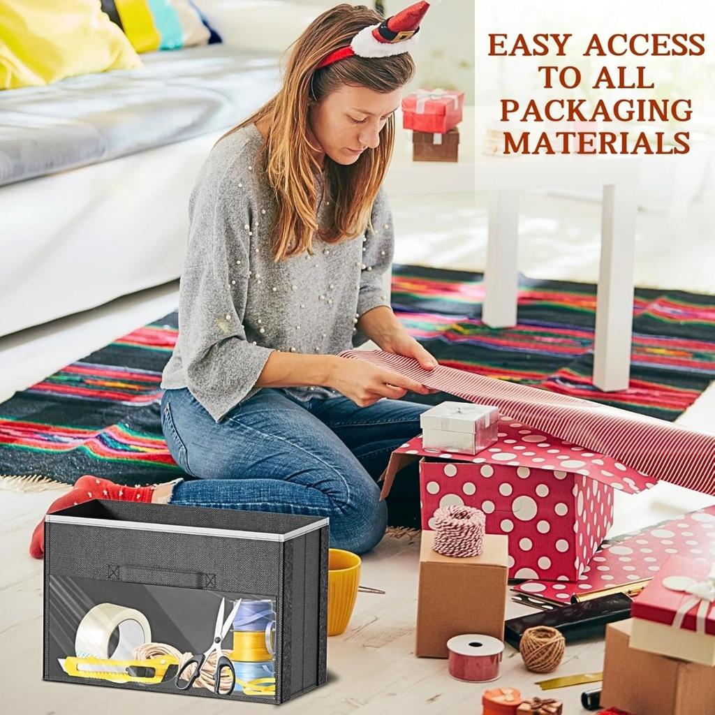 Подвесной органайзер для подарочной упаковочной бумаги с съемным ящиком и боковыми карманами для хранения рождественских лент, бантов, украшений