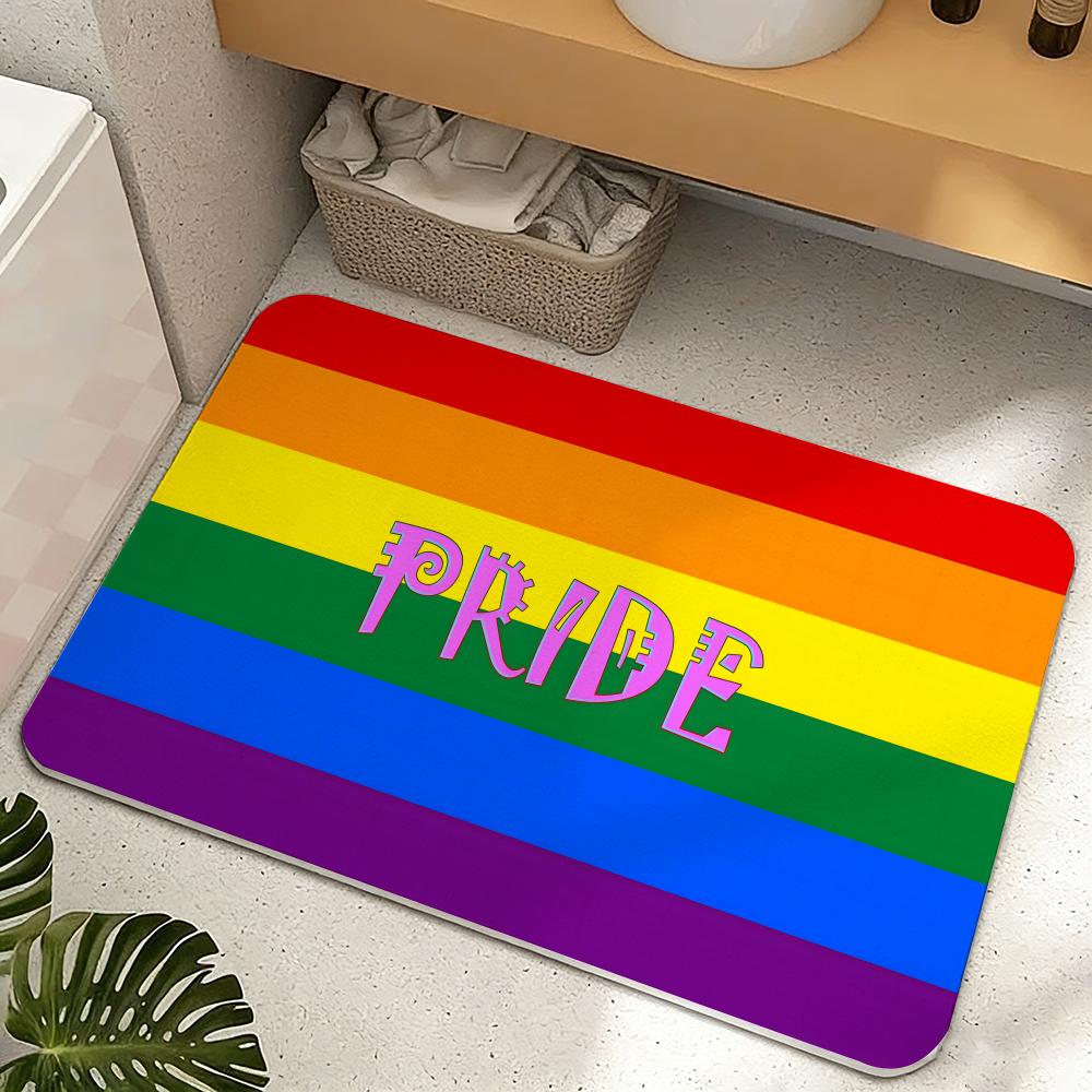 Pride LGBTQ culture Floor Mat Diatomite Floor Mat Fast Drying Odor Resistant Non Slip Bath Kitchen Mat