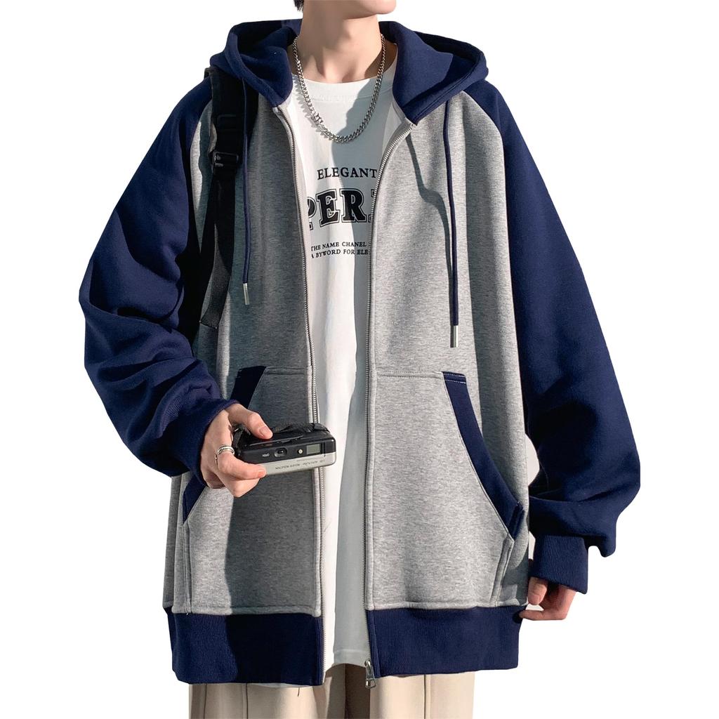 Fasshonrida Raglan Plus Sizes Stylish Hoodie with Lightweight Color Size M Men's Full-Zip Hoodie, Fall/Winter Sweatshirt, Available, Zip-Up Hood,