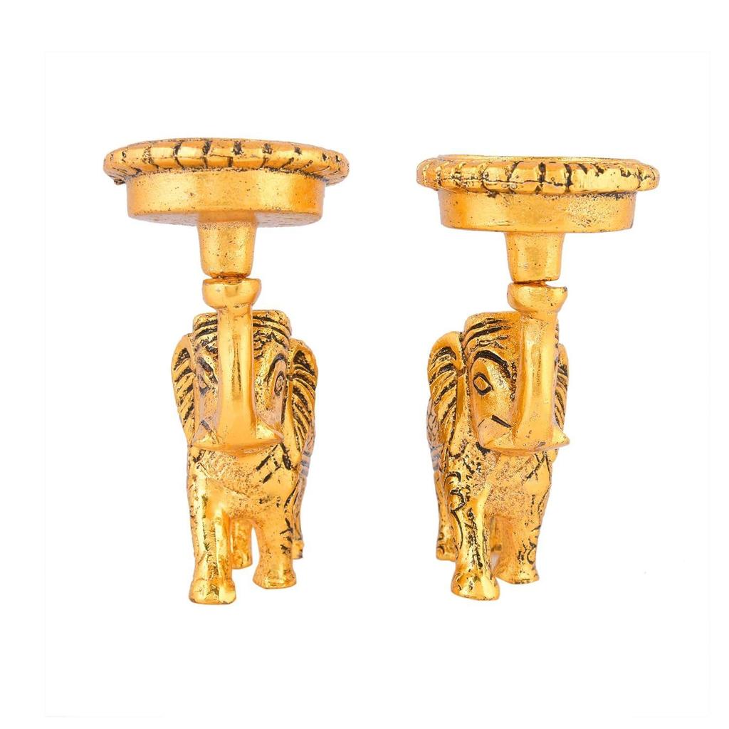 Elegant Metal Elephant Candle Holder Set of 2 - Perfect Home Decoration Diwali, Intricate Design Tealight Candle Holders for Office Decor Home Decor,