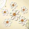 6Pcs/Set Bohemia Flower Wall Hanging Ornament Decoration Farmhouse Rustic Wooden Floral Wall Art Home Office Living Room Bedroom Wall Decoration