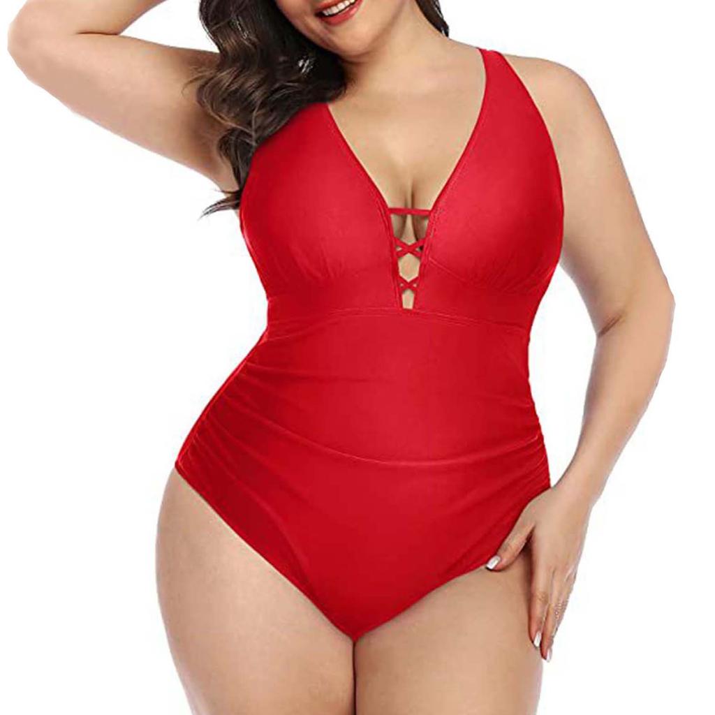 Women's Fashion One-Piece V-Neck Swimming Costume With Bra Pads And No Steel Bra