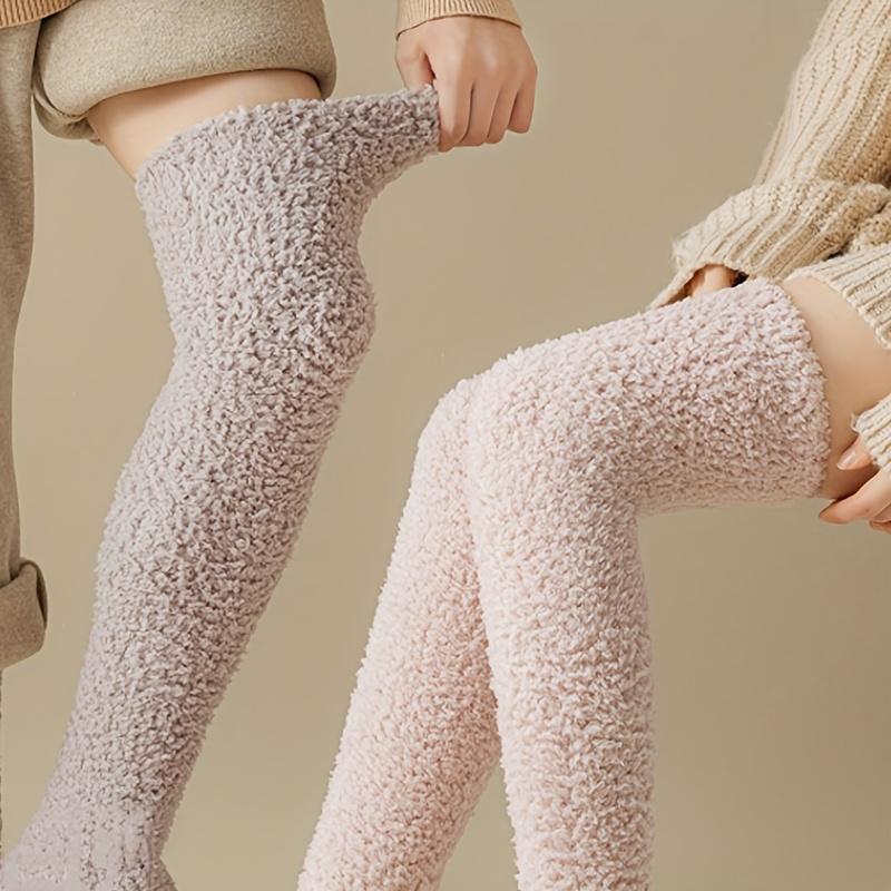 Winter Cold Resistant and Warm Plush Socks Over The Knee Socks with Plush and Thick Calf Socks, Comfortable and Soft Outdoor Leg Covers for Couples