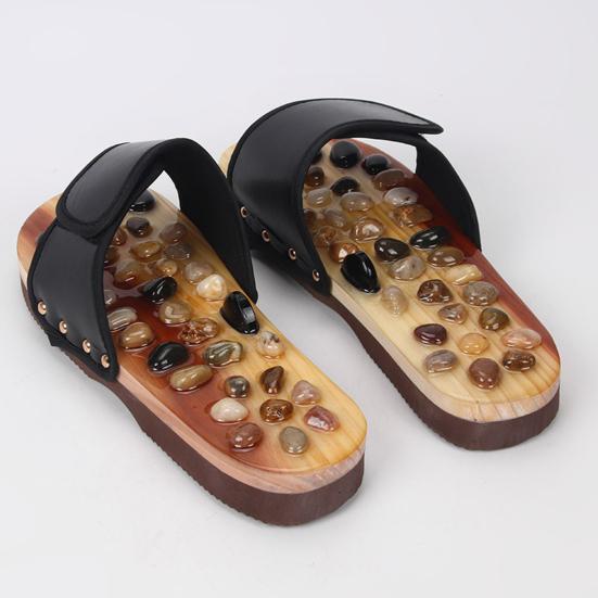 1 пара массажных тапочек с регулируемым ремешком, дизайн для снятия усталости, галька, акупрессура, массажер для ног, обувь для мужчин и женщин