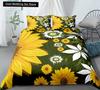 Yellow Sunflower King Queen Bedding Set Blossom Flowers Duvet Cover Blue Butterfly Floral Quilt Cover Polyester Comforter Cover