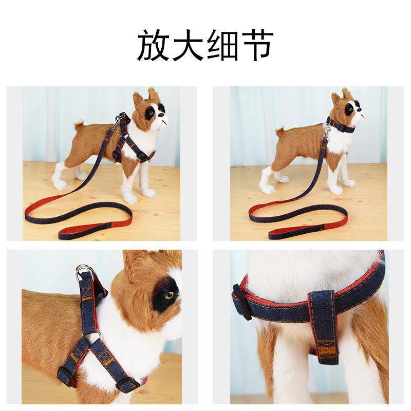 Denim Dog Harness Leash Set Small Medium Large Dogs Pet Walking Lead