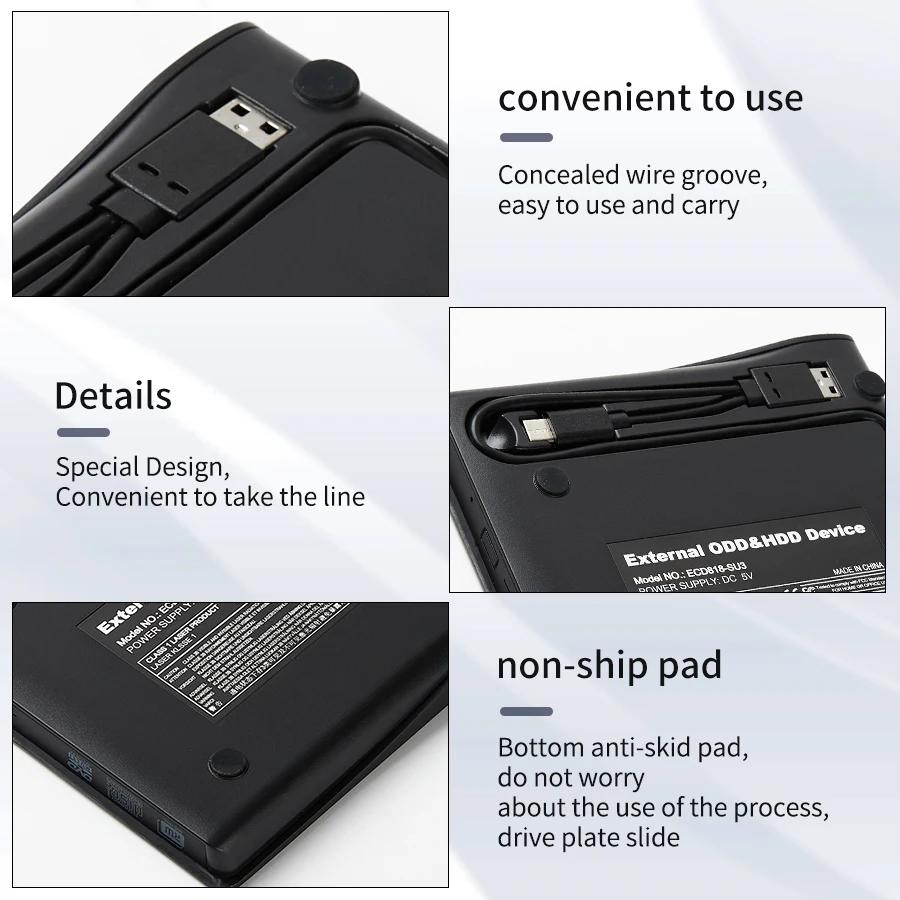 USB 3.0 Type-C DVD Burner Recorder External RW CD Writer Slim DVD-ROM Optical Drive Reader Player Portable for PC Laptop